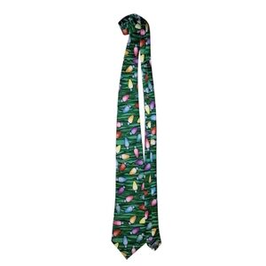 Festive Green Tie with Colorful Lights
